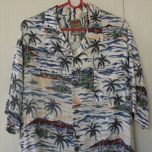 Pineapple Connection button front short sleeve rayon Hawaiian shirt sz Large